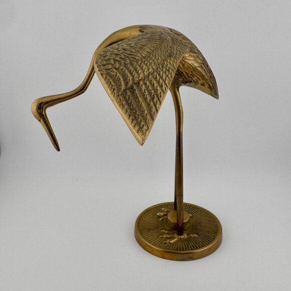 MCM Set Of 2 Heron Crane Egret Mid Century Modern Solid Brass Vintage 1970s - Picture 3 of 12